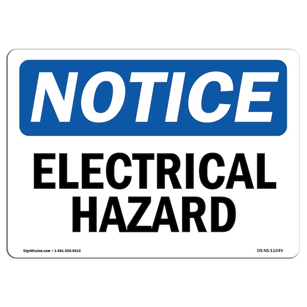 Safety Sign, OSHA Notice, 3.5" Height, 5" Width, Electrical Hazard Sign, Landscape, 10PK